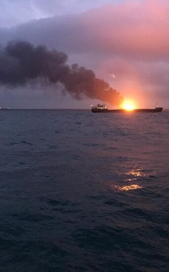 Russia Crimea Ships Fire