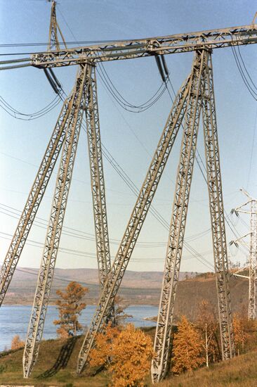 Power lines of the Bratsk Hydroelectric Power Plant