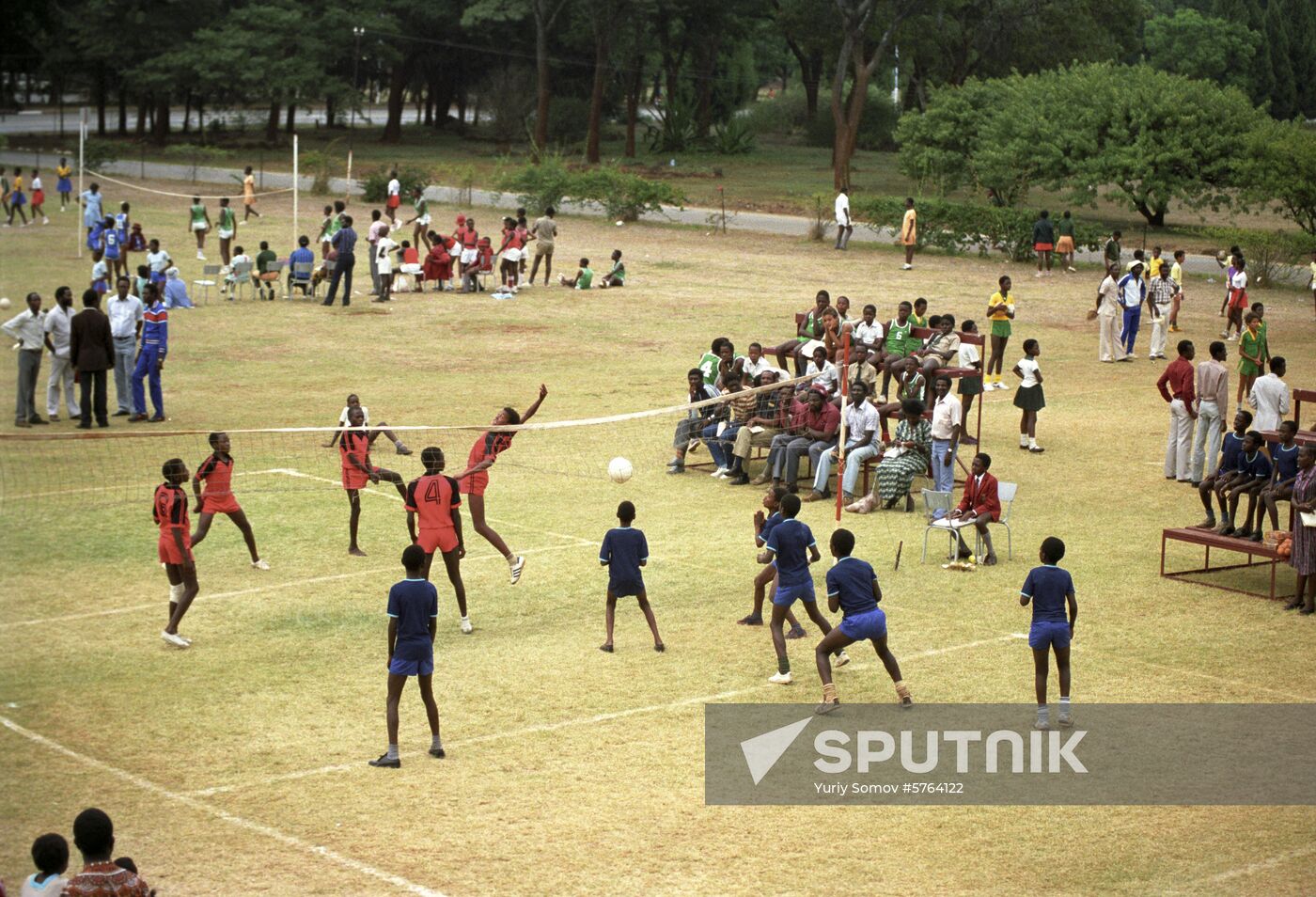 Volleyball match between Zambia and Zimbabwe teams