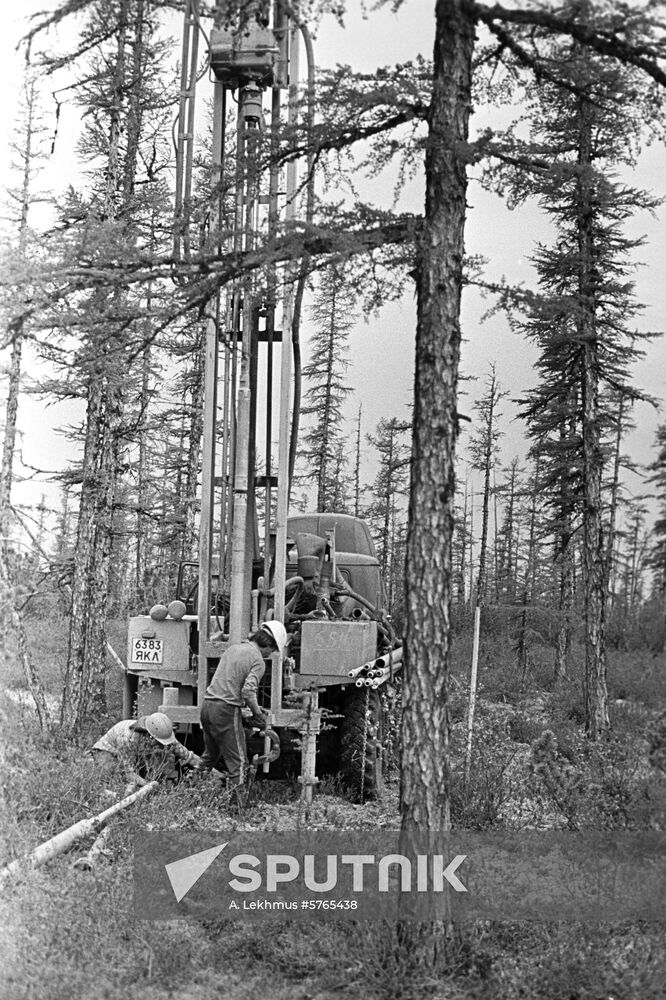 Drilling operations in the taiga forest