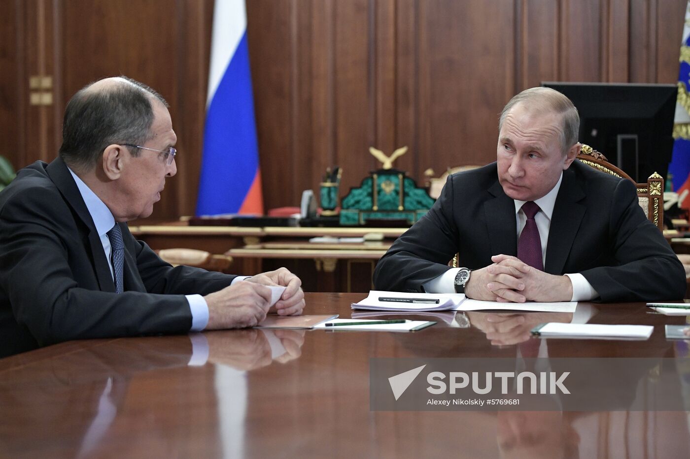 President Vladimir Putin meets with Foreign Minister Lavrov and Defence Minister Shoigu