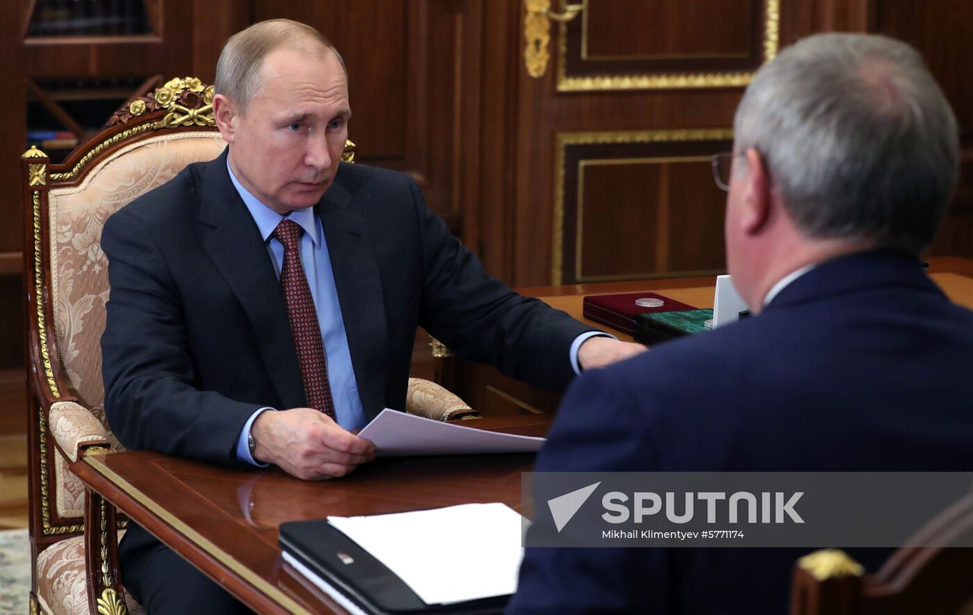 President Putin meets with Roscosmos Director Rogozin