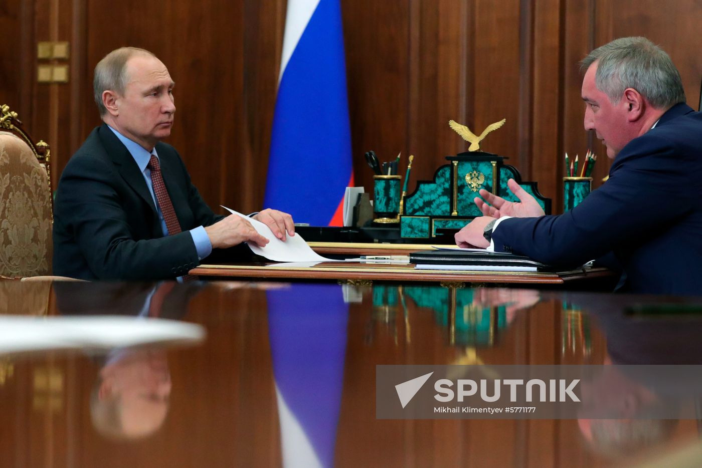 President Putin meets with Roscosmos Director Rogozin