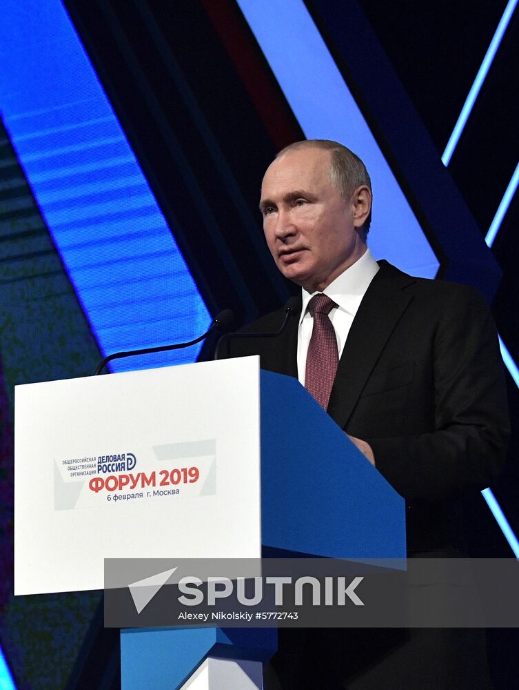 President Vladimir Putin attends meeting of Delovaya Rossiya's Business Forum
