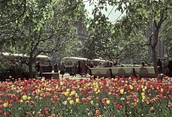 Park outside Bolshoi Theatre in spring
