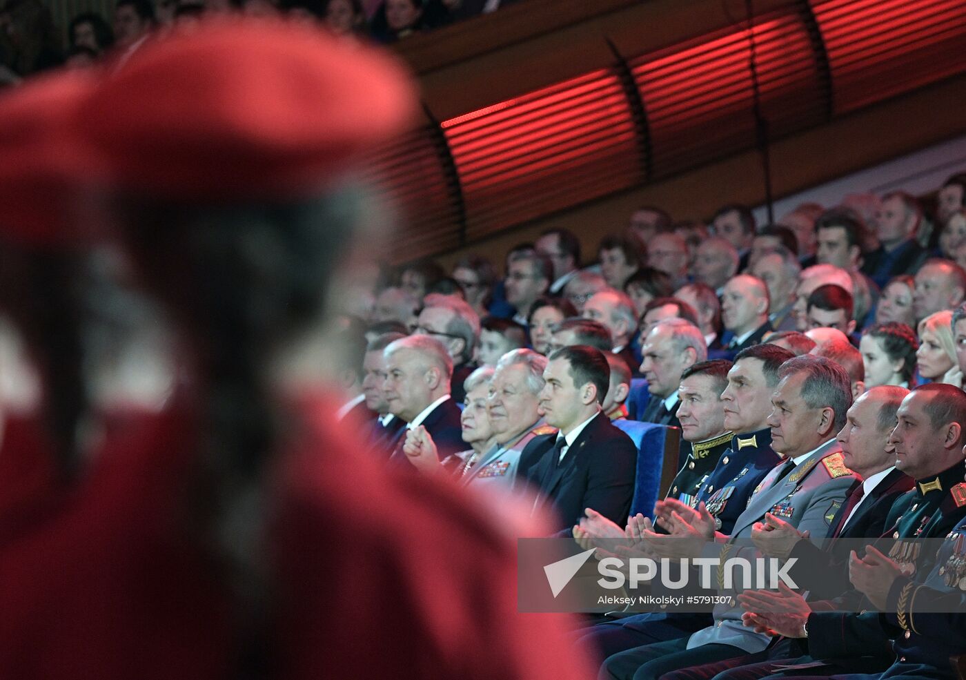 President Vladimir Putin speaks at gala evening to mark Defender of the Fatherland Day at Kremlin Palace