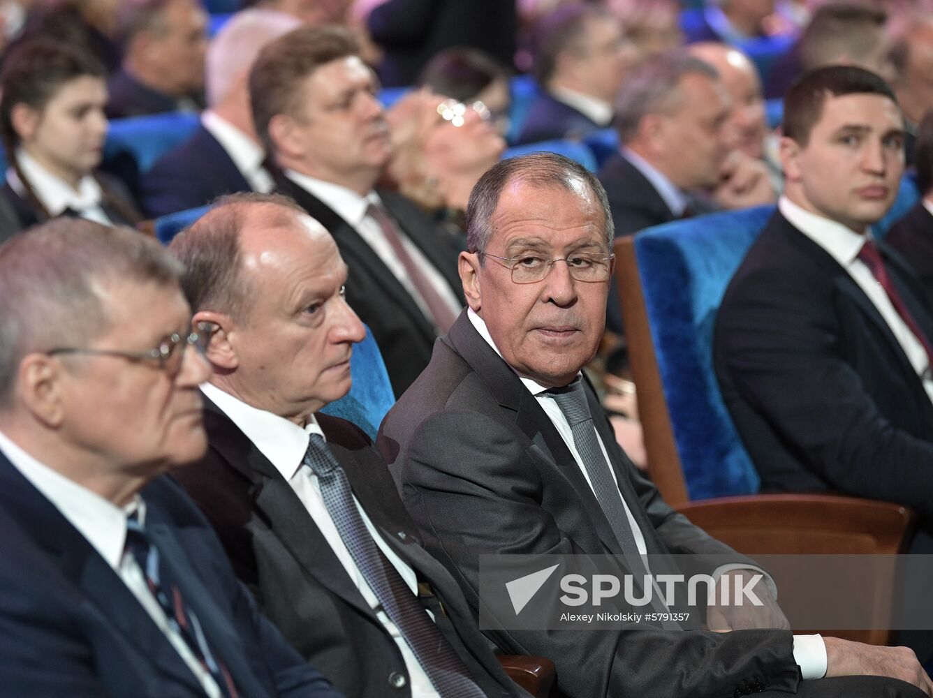 President Vladimir Putin speaks at gala evening to mark Defender of the Fatherland Day at Kremlin Palace