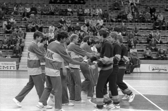 Basketball match between Baja (Hungarian People's Republic) and CSKA (USSR)
