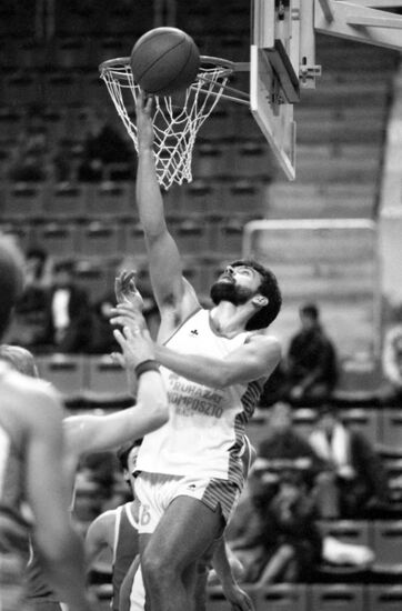 Basketball match between Baja (Hungarian People's Republic) and CSKA (USSR)