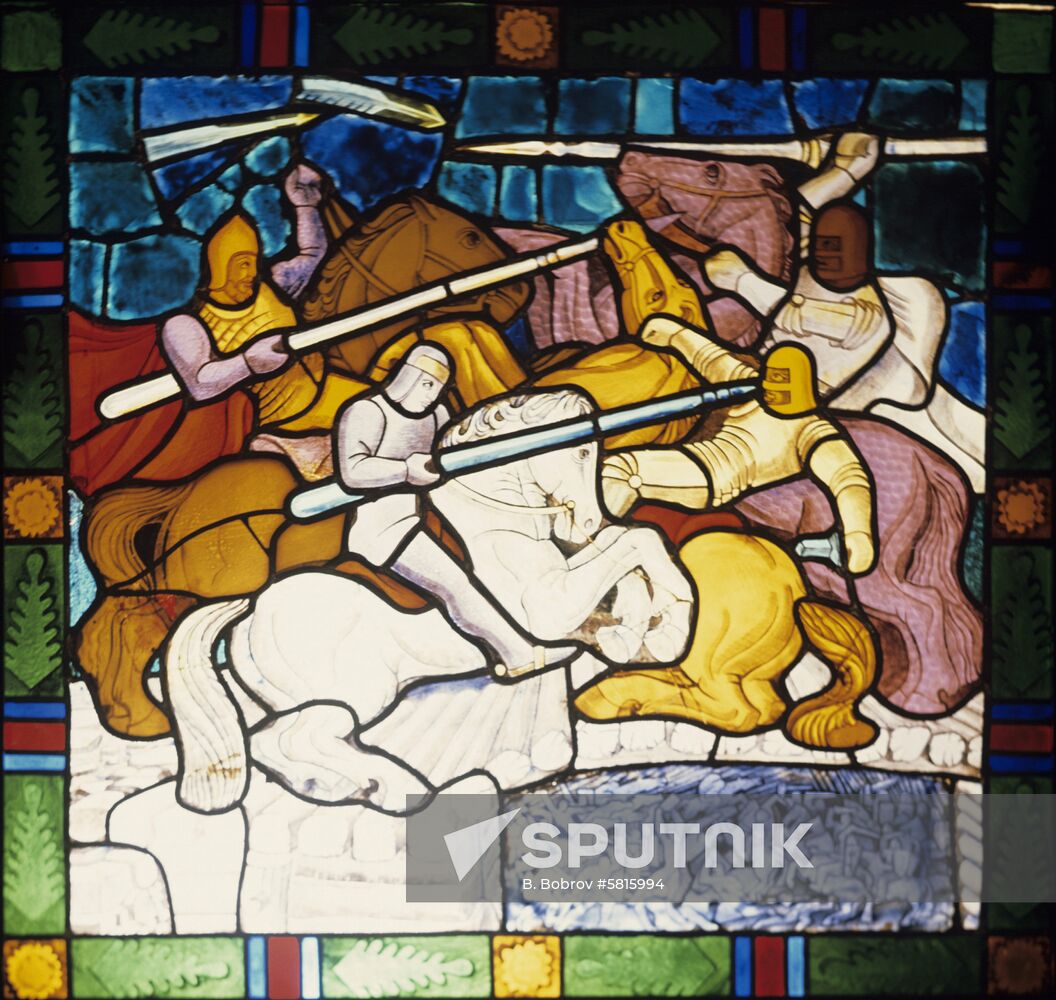 Stained glass painting by Stasys Usinskas