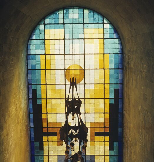 Stained-glass window at wedding hall