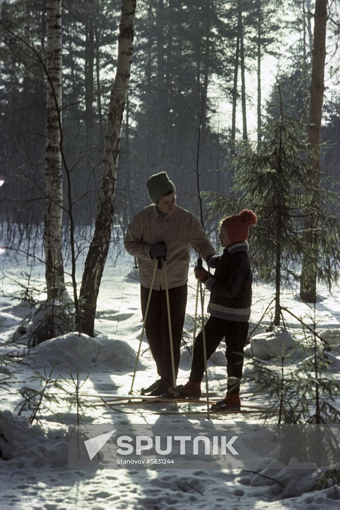 Ski trip in forest