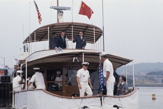 General Secretary of Communist Party of USSR Leonid Brezhnev visits USA