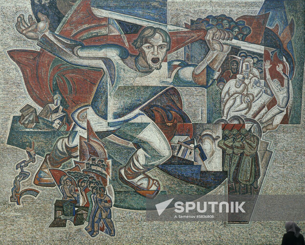 Mosaic panel Kandiyevka Uprising by Mikhail Trunkov