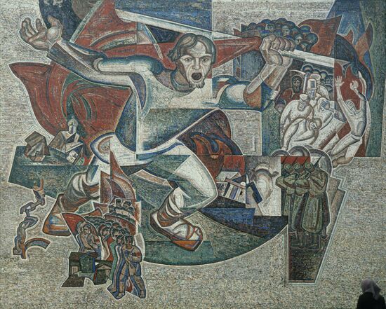 Mosaic panel Kandiyevka Uprising by Mikhail Trunkov