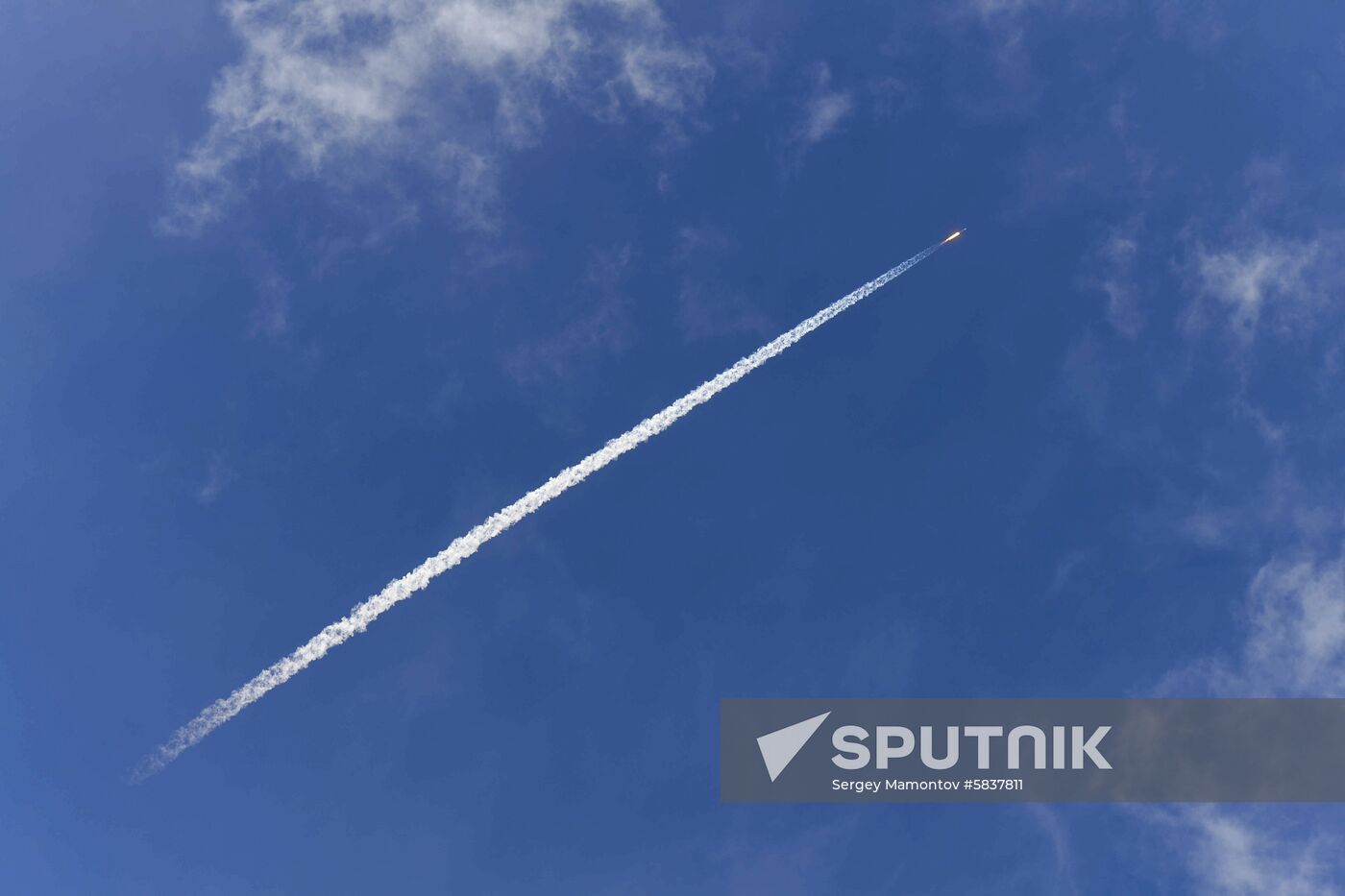 The Russian-built Soyuz-ST-B rocket carrying four O3b satellites launched by Arianespace for the global satellite operator SES blasts off from the launch pad at the Guiana Space Centre in Kourou, Guiana, France. Location: France, Kourou. Author: Sergey Mamontov/Sputnik. France Guiana Europe Space