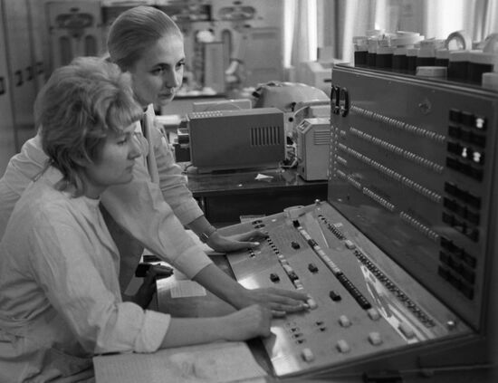 Operators of control panel at Gostiny Dvor department store