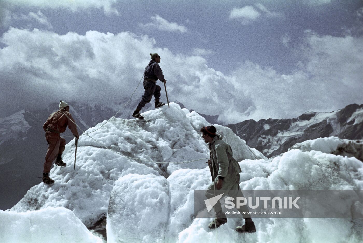Soviet mountaineers in Pamir mountains