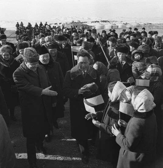 General Secretary of Communist Party of USSR Leonid Brezhnev visits Mongolia