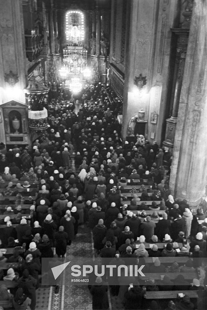 Church service at St. George's Cathedral in Lvov