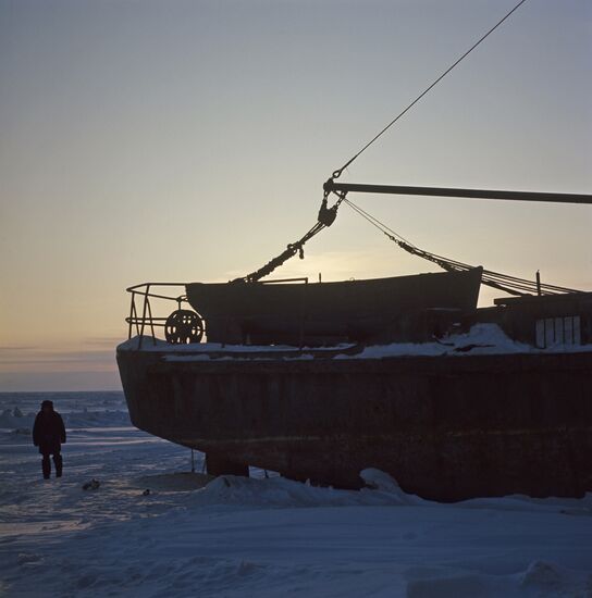 Fishing vessels on Chukotka Sea coast