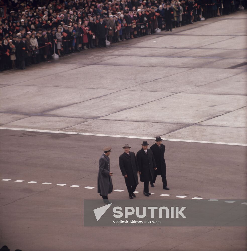 Welcoming Pilot-Cosmonaut Georgy Beregovoi