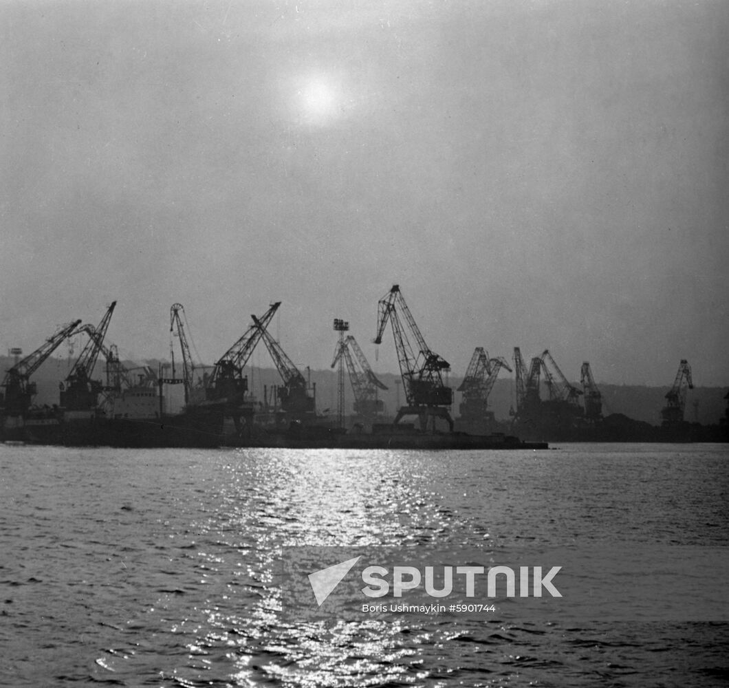 Merchant seaport in Zhdanov city