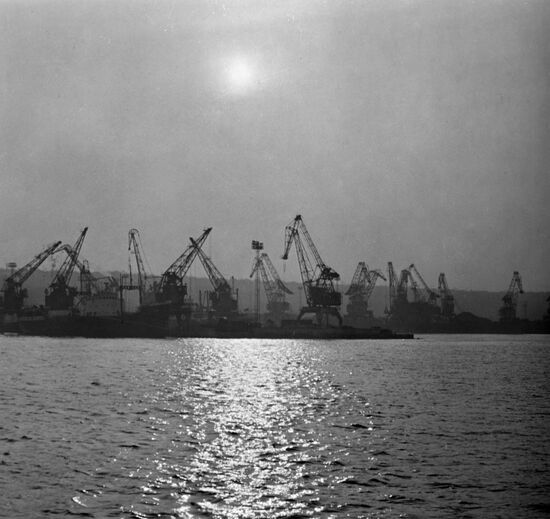 Merchant seaport in Zhdanov city