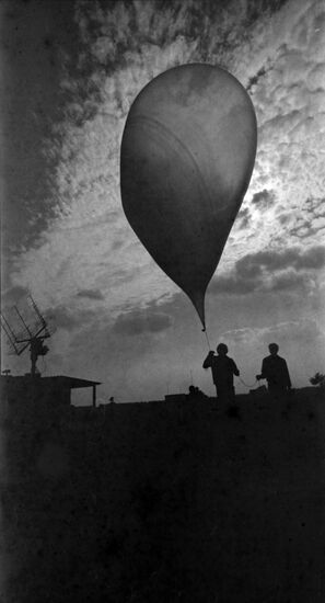 Launching weather balloon