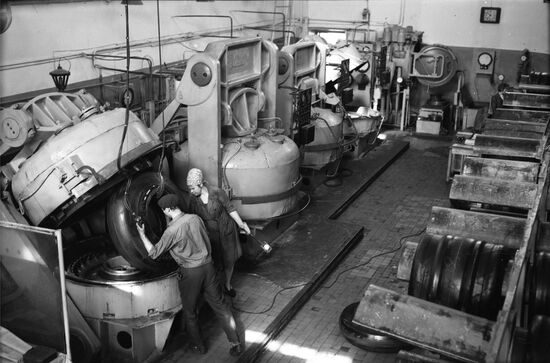 Tire factory's vulcanization shop