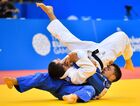 Georgia's Likhumi Chkhvimiani and Spain's Francisco Garrigos compete during the men's 60 kg extra-light weight gold medal judo contest at the 2nd European Games in Minsk, Belarus. Location: Belarus, Minsk. Author: Vladimir Astapkovich/Sputnik. Belarus European Games Judo