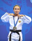 Silver medalist Russia's Irina Dolgova poses for a photo during the awarding ceremony after the women's 48 kg extra-light weight judo contest at the 2nd European Games in Minsk, Belarus. Location: Belarus, Minsk. Author: Vladimir Astapkovich/Sputnik. Belarus European Games Judo