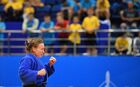 Russia's Daria Mezhetskaya celebrates during the women's 57 kg light weight gold medal judo contest against Kosovo's Nora Gjakova at the 2nd European Games in Minsk, Belarus. Location: Belarus, Minsk. Author: Vladimir Astapkovich/Sputnik. Belarus European Games Judo