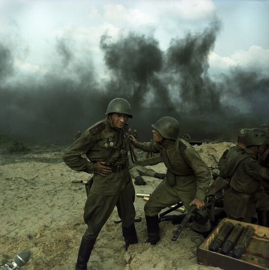 Still from film Fiery Bulge, part of Liberation epic
