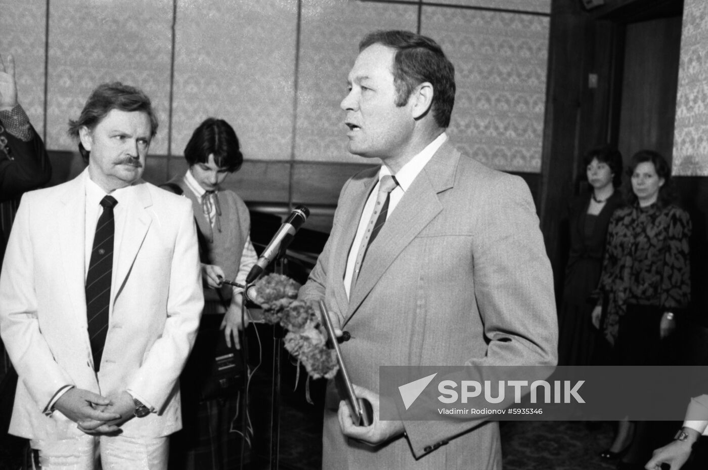 Presenting award to KGB colonel Yevgeny Sheremetyev