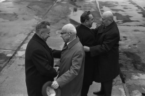 Leonid Brezhnev, Alexei Kosygin and PUWP First Secretary Wladyslaw Gomulka