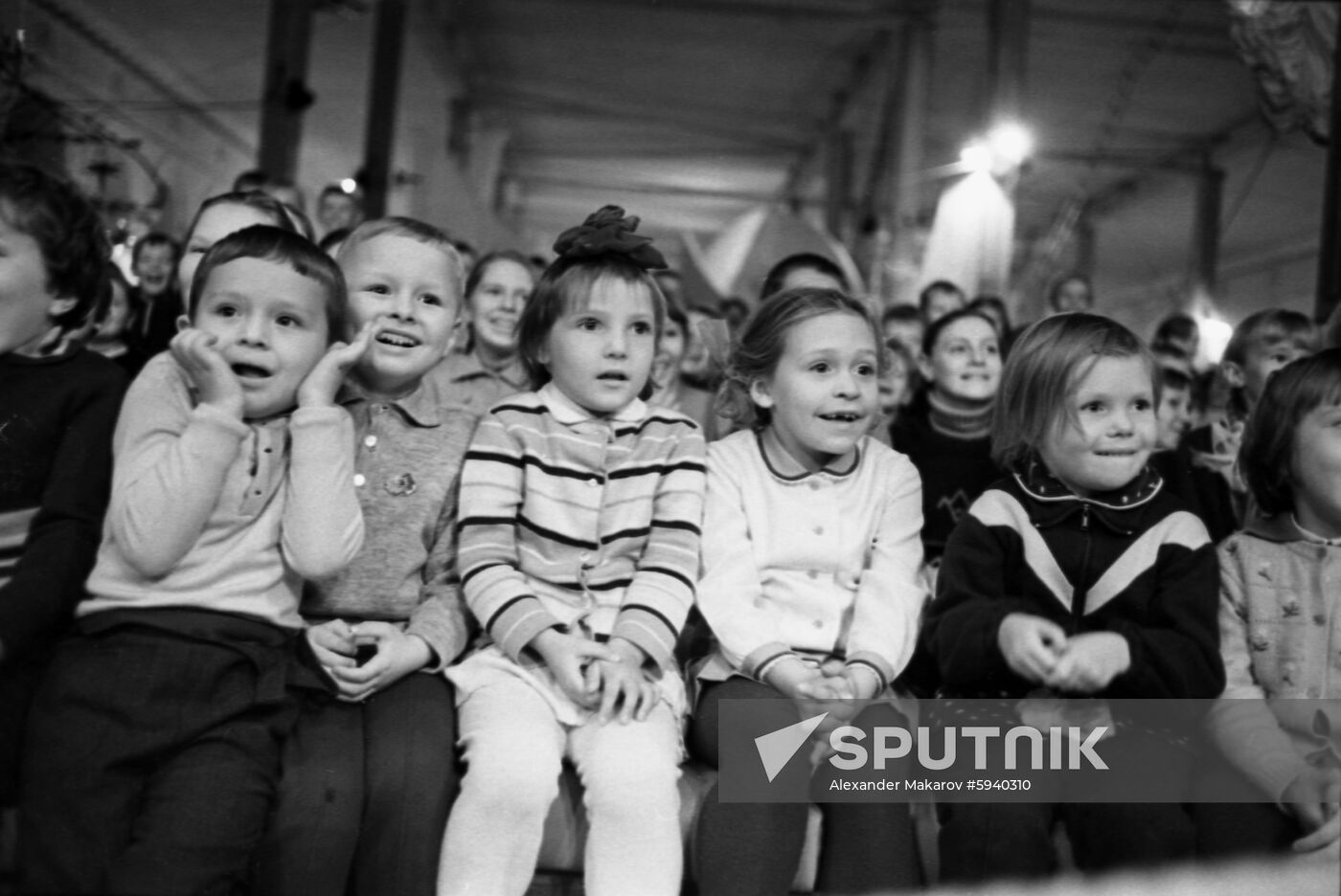 Young audience during a circus performance