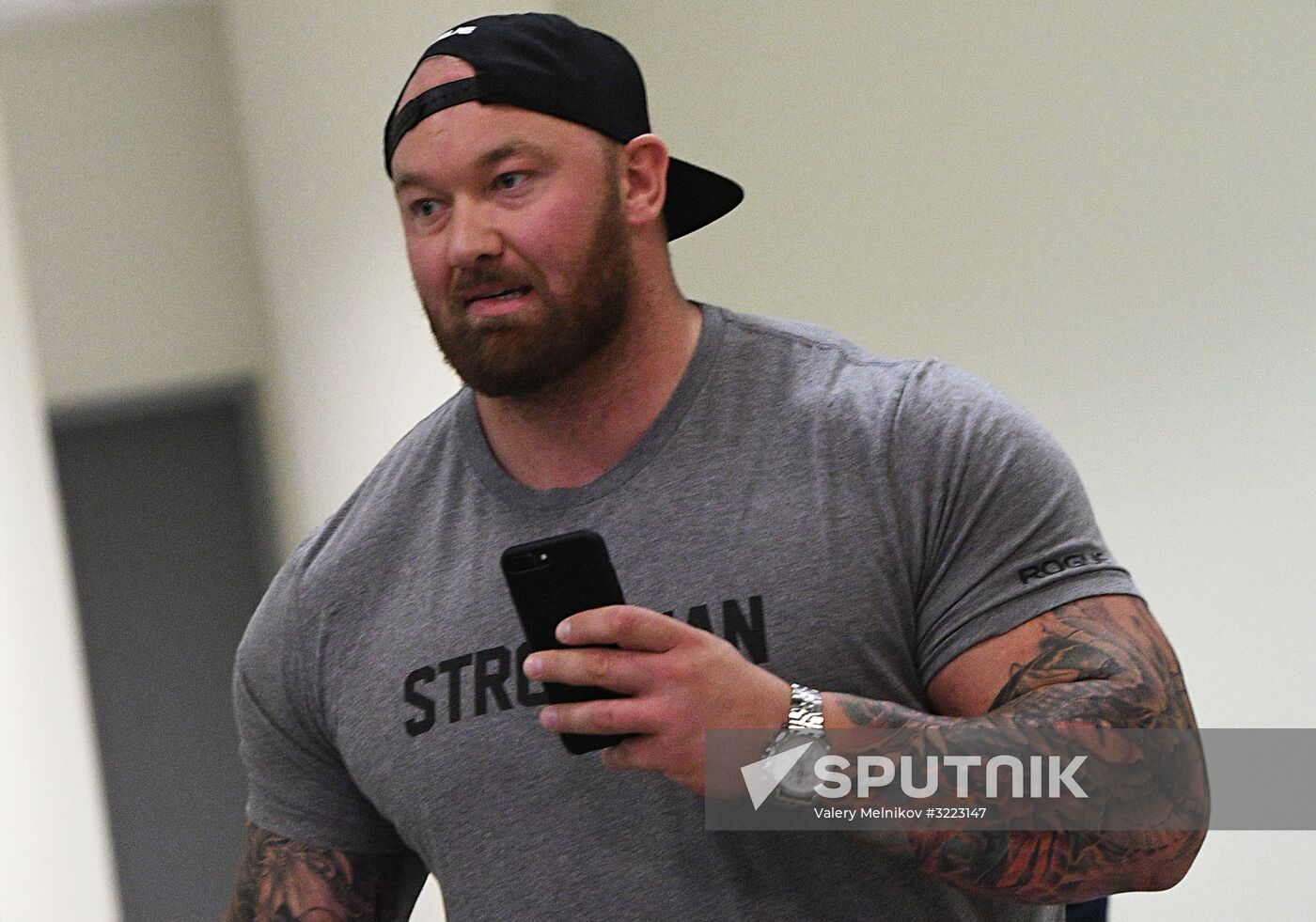 Game of Thrones star Hafthor Bjornsson at Sheremetyevo Airport Sputnik Mediabank