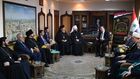 From left: Archbishop Niphon of Philippolis, Russia's Orthodox Church Metropolitan Hilarion of Volokolamsk and Syria's Minister of Religious Endowments (Awqaf) Mohammad Abdul-Sattar al-Sayyed attend a meeting with an interconfessional delegation of Russia's religious leaders, in Damascus, Syria, November 17, 2018. Location: Syria, . Author: Mikhail Voskresenskiy/Sputnik. Syria Interconfessional Meeting