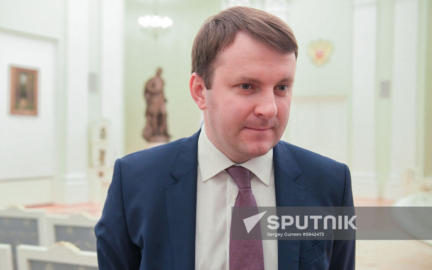 Russian Economy Minister Maxim Oreshkin waits before a signing of agreements on high-tech development between Russia's government and state-owned companies in Moscow, Russia. Location: Russia, Moscow. Author: Sergey Guneev/Sputnik. Russia Economy