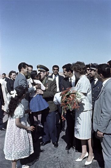 Cosmonauts Andriyan Nikolayev and Valentina Tereshkova in Algeria