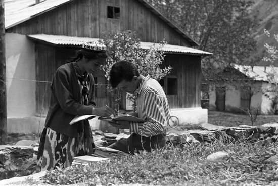 Schoolchildren in Pamir high-altitude village