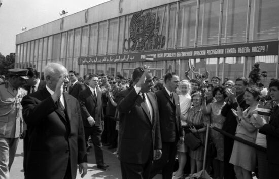 President of United Arab Republic Gamal Abdel Nasser visits USSR