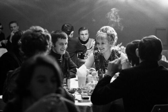 Students of medical institute at student cafe