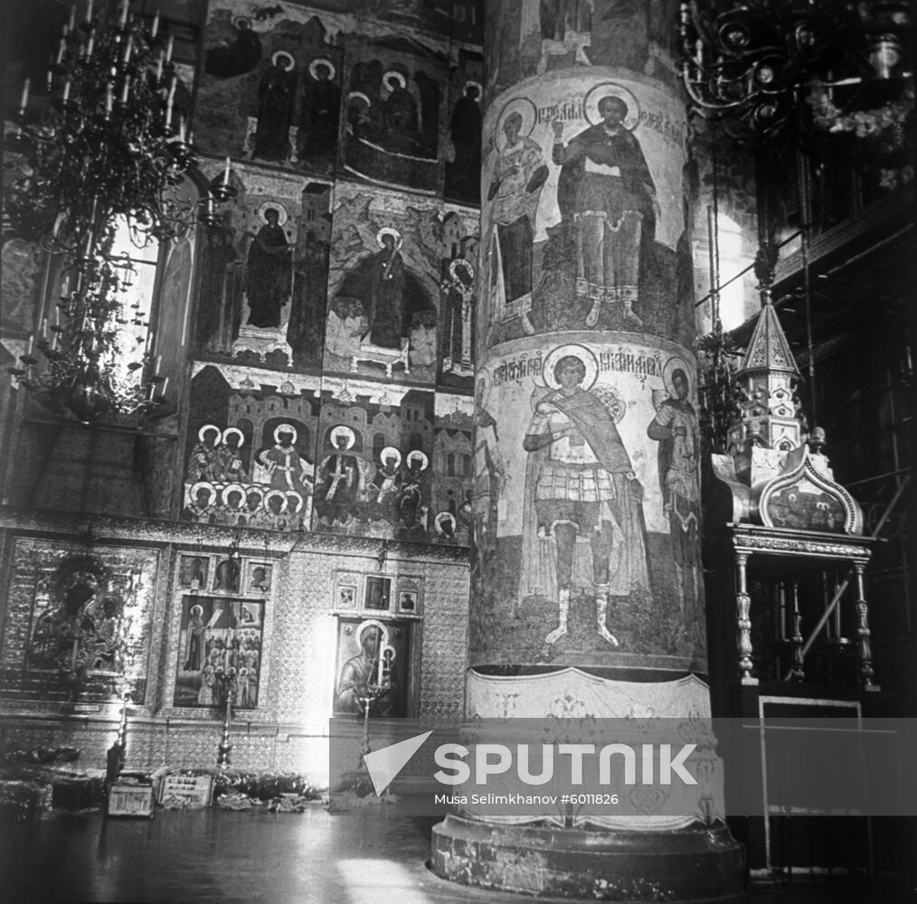 Interior of Assumption Cathedral in Moscow Kremlin
