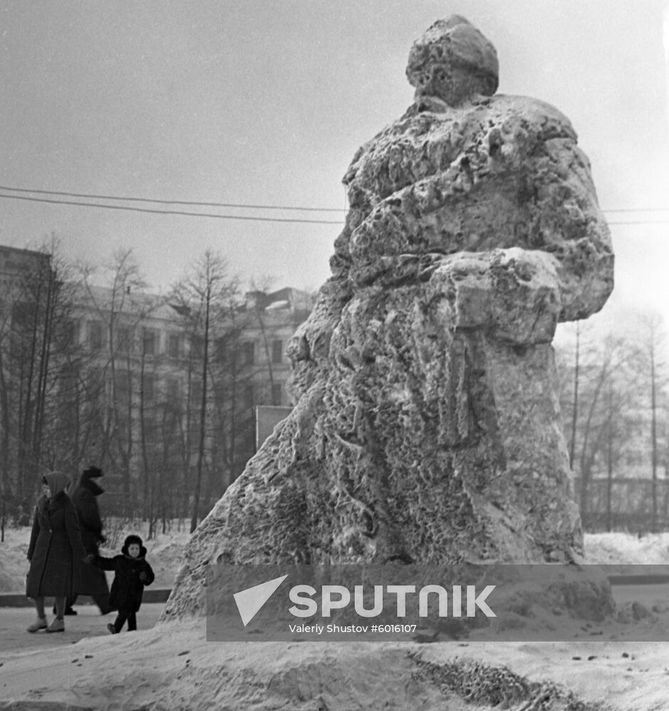 Ice sculpture of Father Frost in Yakutsk