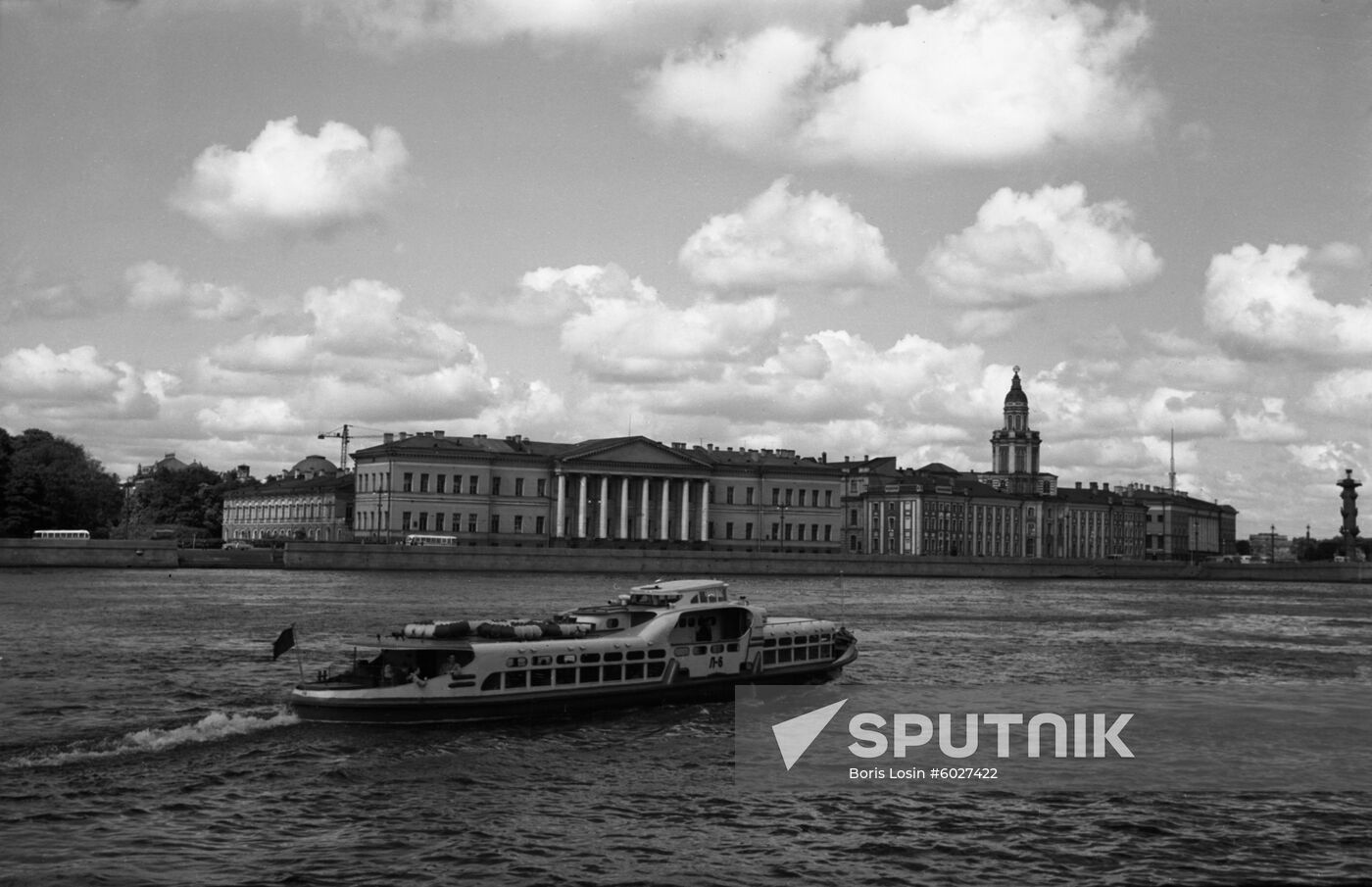 Universitetskaya Embankment and building of Kunstkamera in Leningrad