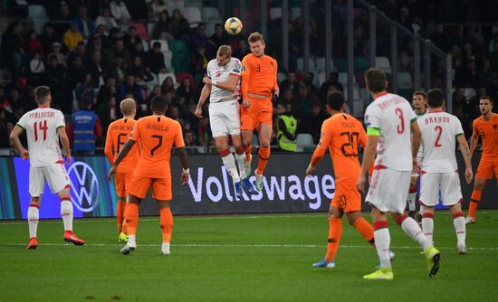 Belarus Soccer Euro 2020 Qualifier Belarus - Netherlands