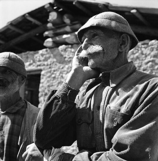 Elderly residents of high-mountain village in Georgia