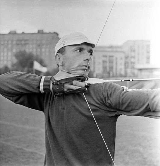 Soviet archery champion Viktor Sidoruk